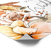 秋のモダン花模様が歓迎結婚 ポスター (角)