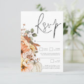 秋のモダン花模様カボチャQRコード 出欠カード (スタンド正面)