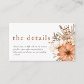 秋のモダン花模様QRコードの結婚詳細 エンクロージャーカード (正面)