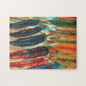 秋のモダン葉色の写真で様式化される ジグソーパズル (横)