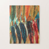 秋のモダン葉色の写真で様式化される ジグソーパズル (縦)