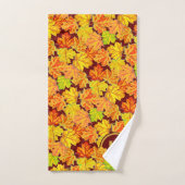 秋のモノグラムのかえでは秋の群葉パターンを去ります バスタオルセット (ハンドタオル)