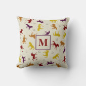 秋のモノグラムの秋リーフ馬模様 クッション (正面)
