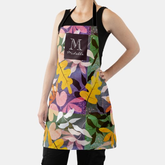 秋のモノグラムパーソナライズされた抽象芸術フローラエプロン エプロン (インサイチュ)