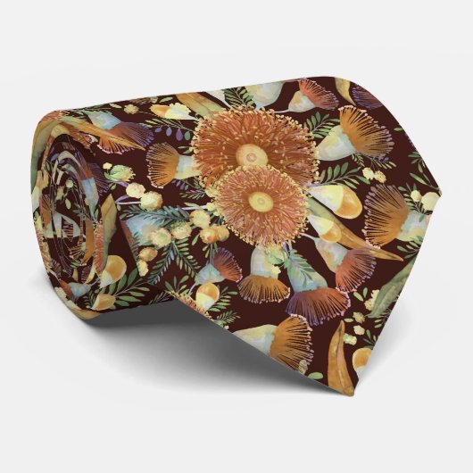 秋のユーカリとガラガラ ネクタイ (ロール)