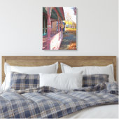 秋のライトオンコテージロー – Martha's Vineヤード キャンバスプリント (インサイチュ (寝室))