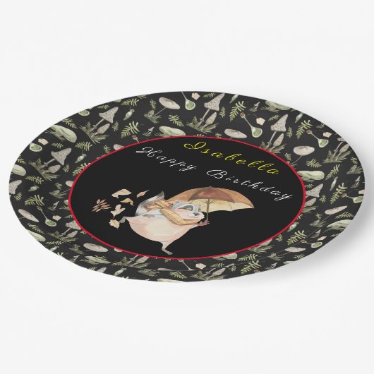 秋のラクーンカスタマイズ文字とカラー ペーパープレート (アングル)