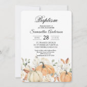 秋のラスティック洗礼 | 水彩画のかぼちゃ 招待状 (正面)