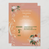 秋のラブウェディングの日付を保存招待状 招待状 (正面/裏面)