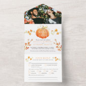 秋のラブウォーターカラーカボチャ秋結婚の オールインワン招待状 (内側)