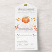 秋のラブウォーターカラーカボチャ秋結婚の オールインワン招待状 (内側)