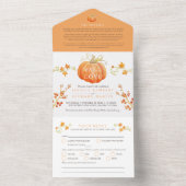 秋のラブウォーターカラーカボチャ秋結婚の オールインワン招待状 (内側)