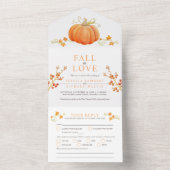 秋のラブウォーターカラーカボチャ秋結婚の オールインワン招待状 (内側)