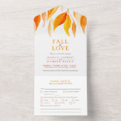 秋のラブウォーター色の紅葉結婚ズ オールインワン招待状 (内側)