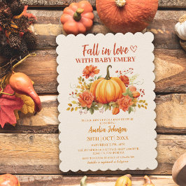 秋のラブウォーター色フローラカボチャ赤ちゃんシャワー 招待状