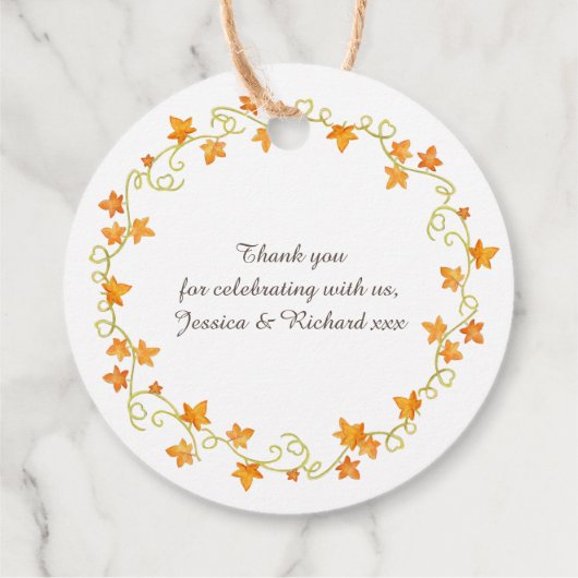 秋のラブカボチャの水の色のアート結婚 フェイバータグ (裏面)