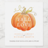 秋のラブカボチャの水の色のアート結婚 ワインラベル (シングルラベル)