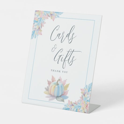 秋のラブカボチャブライダルシャワーカードとギフト 台座サイン (正面)