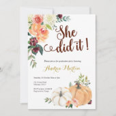 秋のラブカボチャ卒業式パーティーへの招待 招待状 (正面)