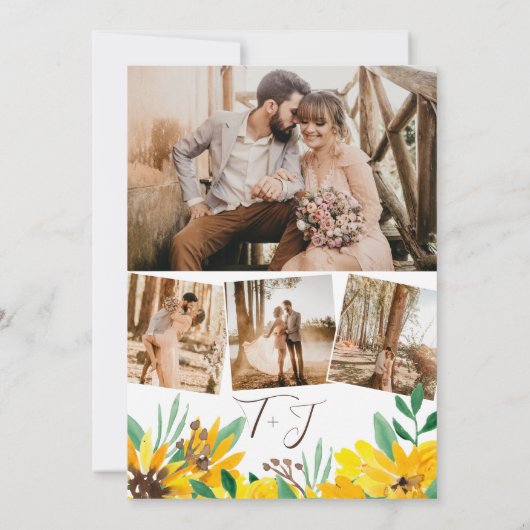 秋のラブカボチャ素朴な写真イニシャル結婚 招待状 (裏面)