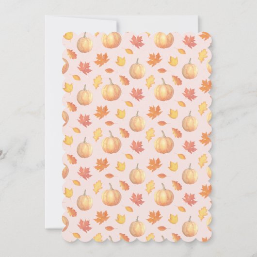 秋のラブカボチャ葉の女の子のための赤ちゃんシャワー 招待状 (裏面)