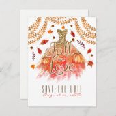 秋のラブドレス紅葉日付を保存 案内ポストカード (正面/裏面)