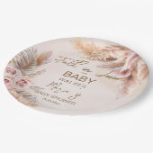 秋のラブパンパスグラスボホベイビーシャワー ペーパープレート (アングル)