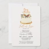 秋のラブパープル秋のケーキ赤ちゃんシャワー 招待状 (正面)