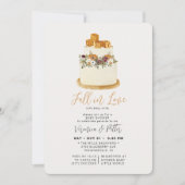 秋のラブパープル秋のケーキ赤ちゃんシャワー 招待状 (正面)