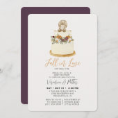 秋のラブパープル秋ケーキベビーシャワーインヴィータ 招待状 (正面/裏面)