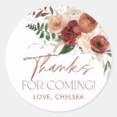 秋のラブフローラブライダルシャワーの好意ステッカー ラウンドシール (正面)