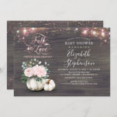 秋のラブホワイトパンプキンベビー素朴シャワーインヴィ 招待状 (正面/裏面)