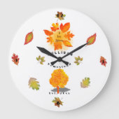 秋のラブホワイト ラージ壁時計 (正面)