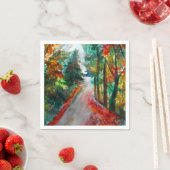 秋のランドスケープウォーターカラーカクテル紙ナプキンス スタンダードカクテルナプキン (インサイチュ)