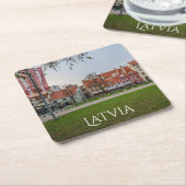 秋のリガ旧市街 スクエアペーパーコースター (アングル)