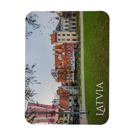 秋のリガ旧市街 マグネット (縦)