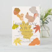 秋のリスとチップマンクの誕生日招待状 招待状 (スタンド正面)