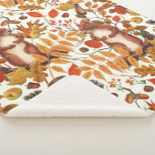 秋のリスと秋の花が白く咲く シェルパブランケット (3/4)