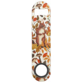 秋のリスと秋の花が白く咲く スピード栓抜き (正面)