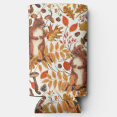 秋のリスと秋の花が白く咲く スリム缶クーラー (裏面)