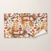 秋のリスと秋の花が白く咲く バスタオルセット (ハンドタオル)