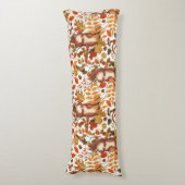 秋のリスと秋の花が白く咲く ボディピロー (正面縦)