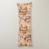 秋のリスと秋の花が白く咲く ボディピロー (裏面 (縦))