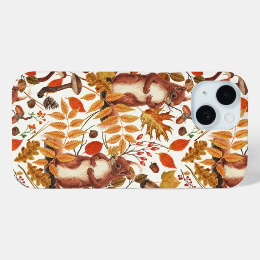 秋のリスと秋の花が白く咲く Case-Mate iPhoneケース (裏面 (横))