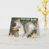 秋のリスのテンプレート カード (黄色い花)