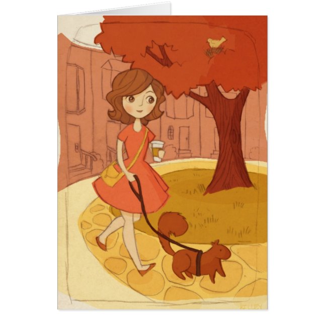 秋のリスの歩く (正面)