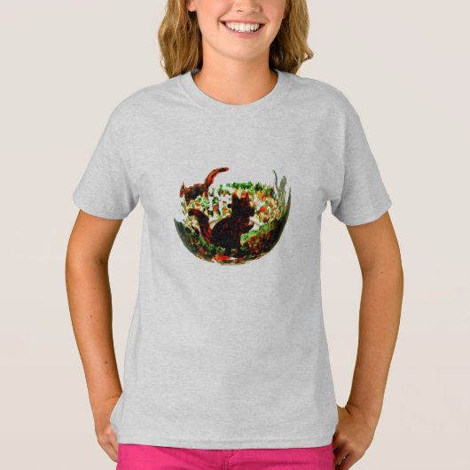 秋のリス動物アート Tシャツ (正面)