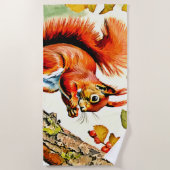 秋のリス芸術 ビーチタオル (正面)