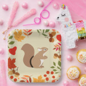 秋のリス ペーパープレート (パーティー)