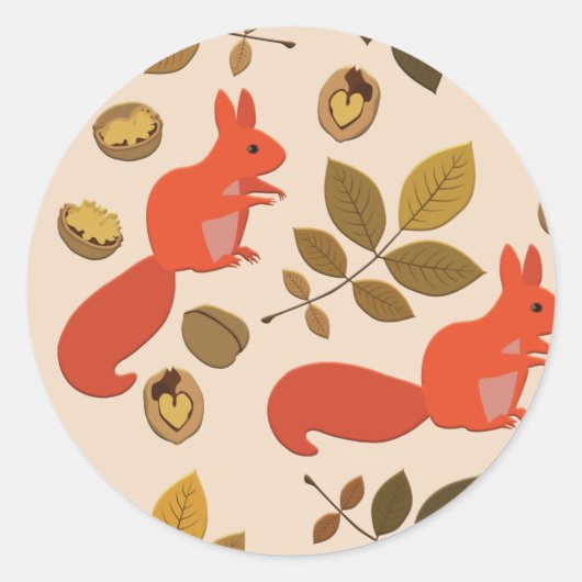 秋のリス ラウンドシール (正面)